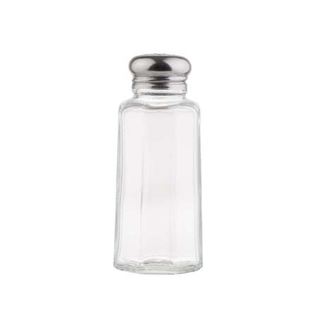 Tablecraft 2 oz. Paneled Salt And Pepper Stainless Steel Top Glass Shaker, PK24 155S&P-2